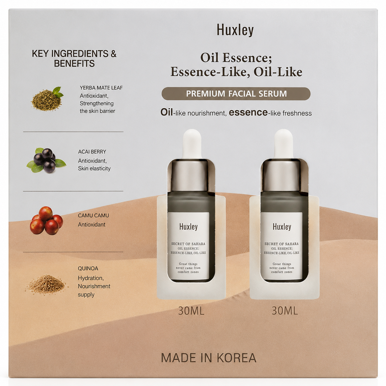 Huxley Secret of Sahara Oil Essence Serum Set 2 x 30ml – Korean Skincare