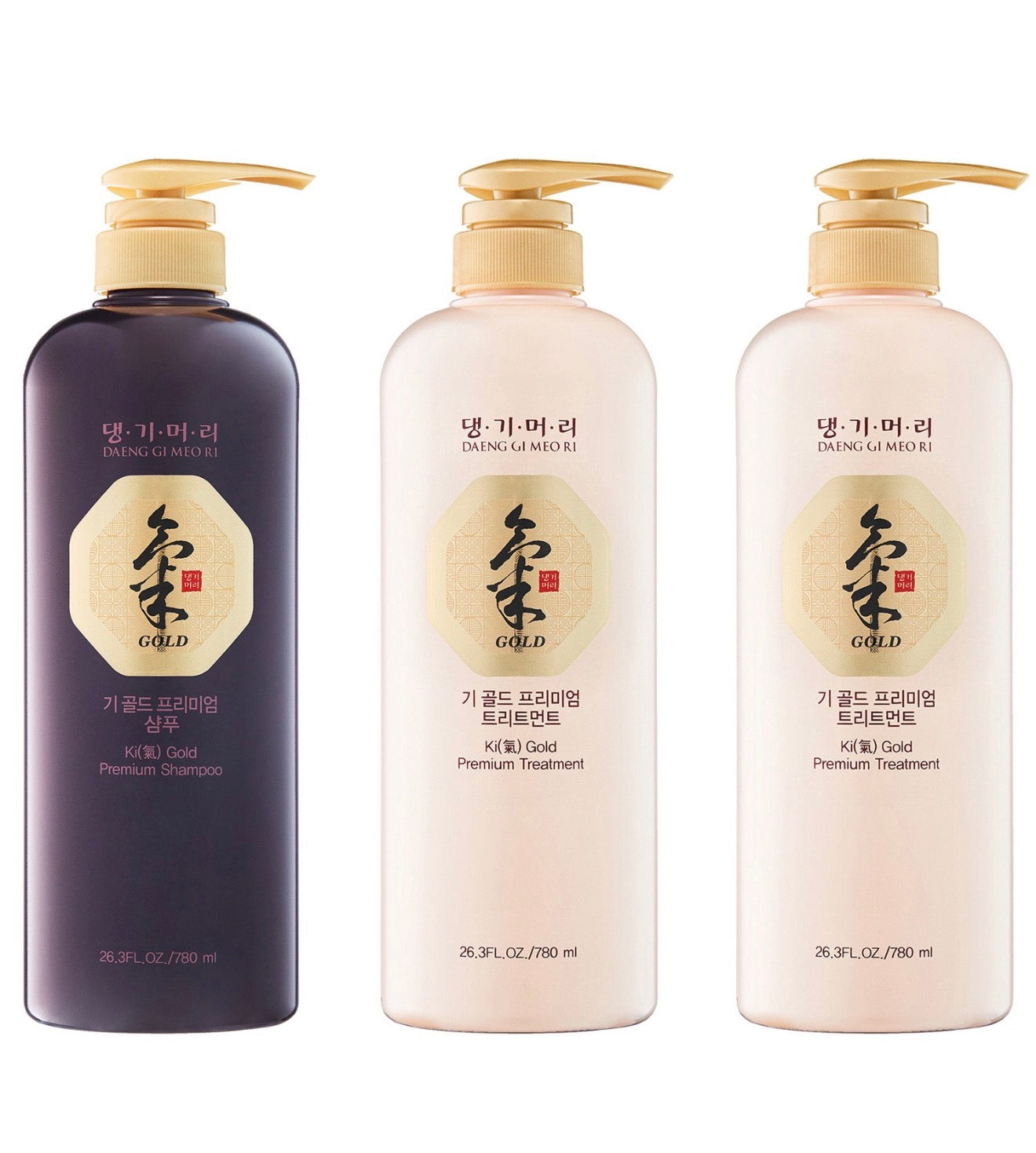 Daeng Gi Meo Ri Ki Gold Premium Shampoo & 2 Treatments Set – Korean Hair Care Collection
