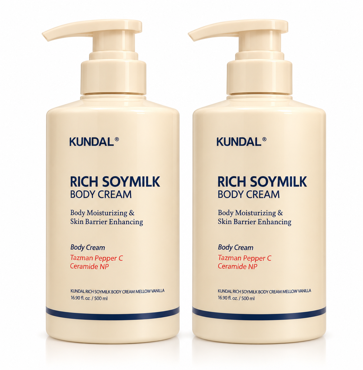 KUNDAL Rich Soymilk Body Cream Mellow Vanilla 16.9 fl oz / 500 mL – Set of 2