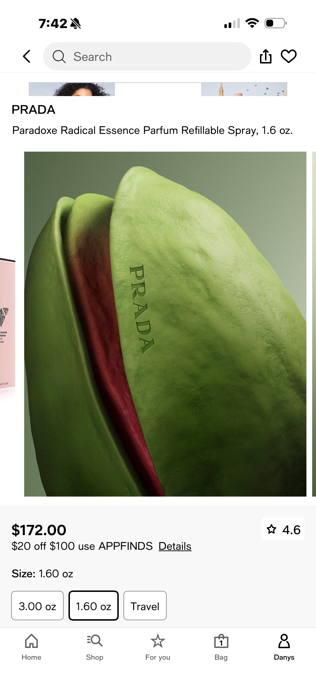 PRADA Paradoxe Radical Essence Parfum Refillable Spray, 1.6 oz.