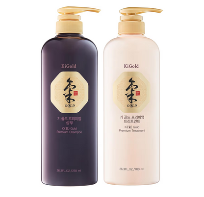 Daeng Gi Meo Ri Ki Gold Premium Shampoo & Treatment Set – Herbal Hair Care Duo for Dry, Damaged & Thinning Hair, 26.3 fl oz Each