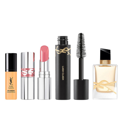 YSL 4 Pc Gift Set – Libre Mini Perfume, Mascara, Lip Oil Stick & Eye Serum Travel Size Beauty Set for Women