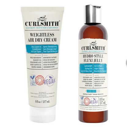 Curlsmith Weightless Air Dry Cream & Hydro Style Flexi Jelly Set – Curl Definition & Frizz Control Duo