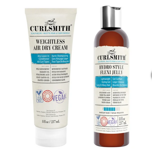Curlsmith Weightless Air Dry Cream & Hydro Style Flexi Jelly Set – Curl Definition & Frizz Control Duo