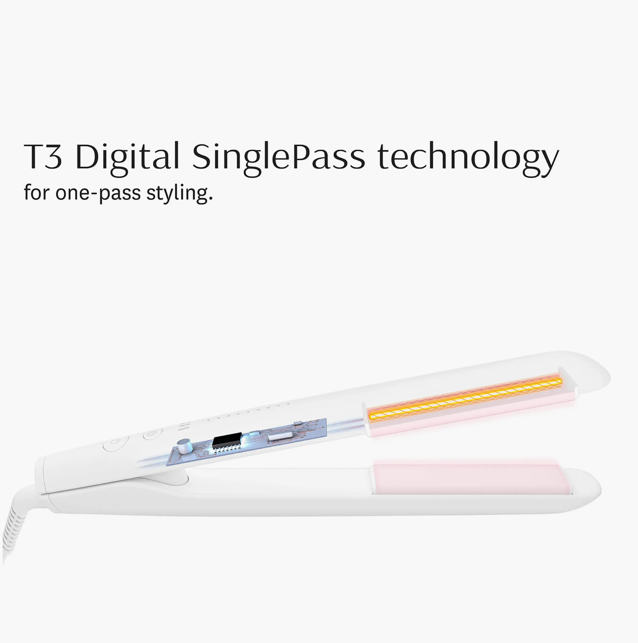 T3 SinglePass StylePlus 1-Inch Hair Straightener Flat Iron White & Rose Gold – Open Box