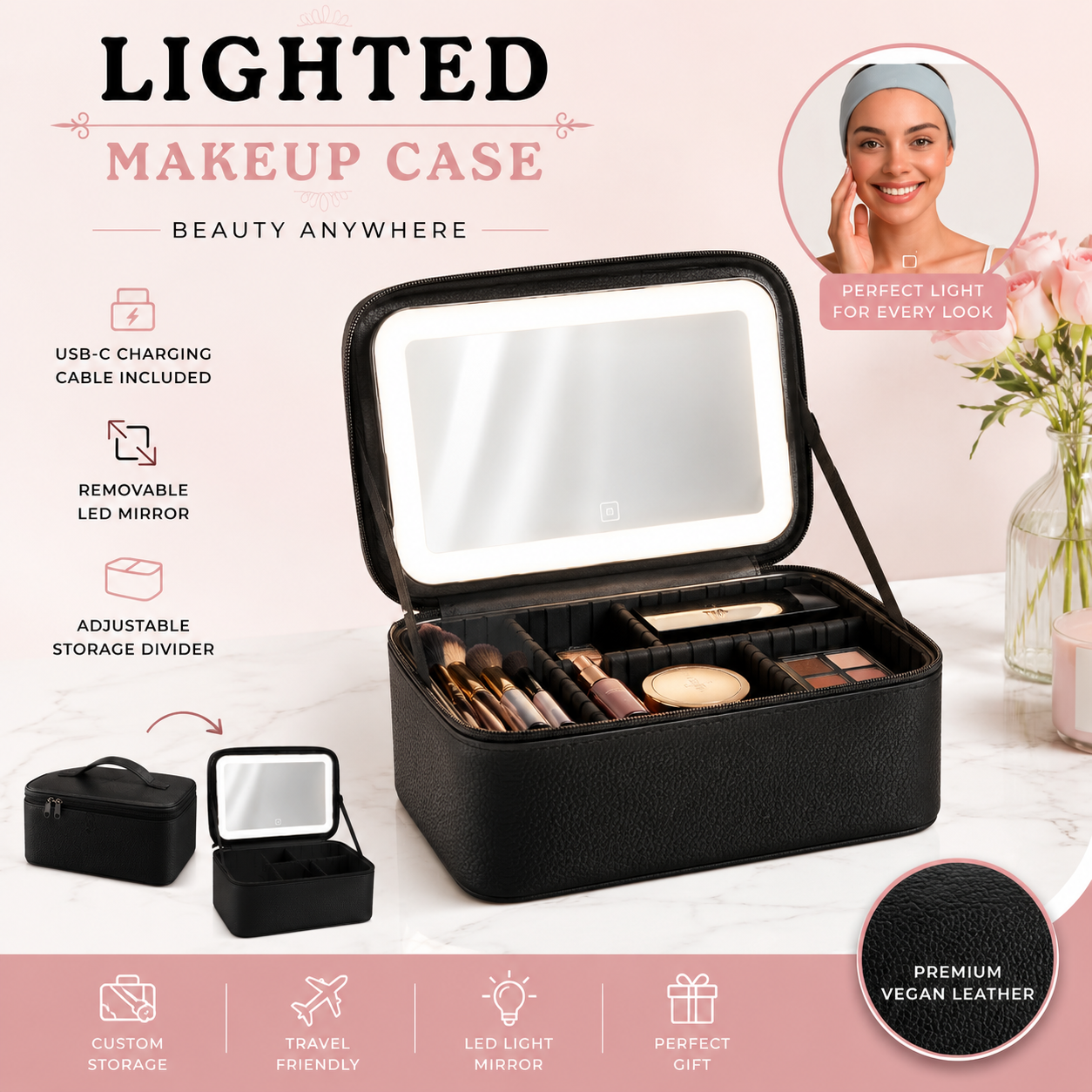 LumiCase Pro™ – LED Makeup Organizer