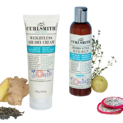 Curlsmith Weightless Air Dry Cream & Hydro Style Flexi Jelly Set – Curl Definition & Frizz Control Duo