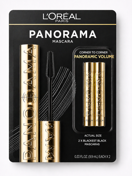 L’Oréal Paris Panorama Mascara Blackest Black Duo Pack – Volumizing Mascara Set