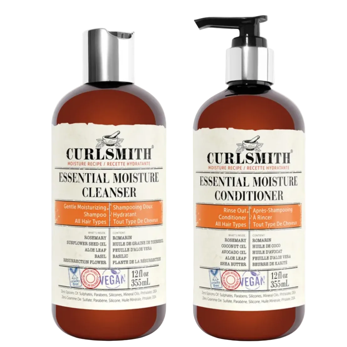 Curlsmith Essential Moisture Shampoo & Conditioner Set – Hydrating Hair Care Duo