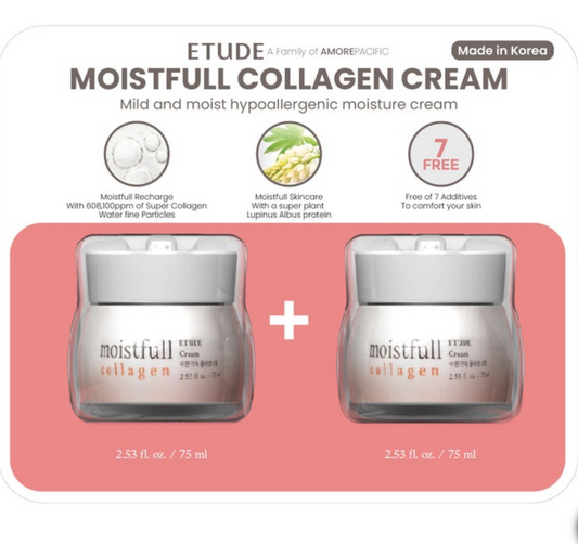 Etude Moistfull Collagen Cream Duo Set 75ml | Hydrating Korean Moisturizer