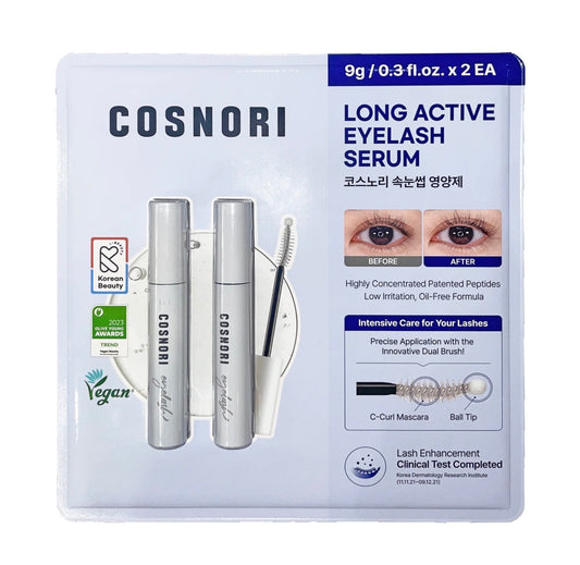 COSNORI Long Active Eyelash Serum Set of 2 – Vegan Lash Enhancing Serum 9g Each m