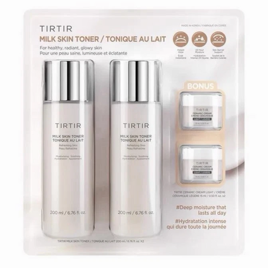 TIRTIR Milk Skin Toner 200ml Korean Skincare Hydrating Glass Skin Toner Set