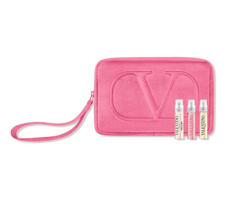 Valentino Mini Fragrance Gift Set with Pink Pouch