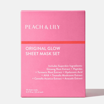 Peach & Lily Original Glow Sheet Mask Set – 20 Korean Face Masks