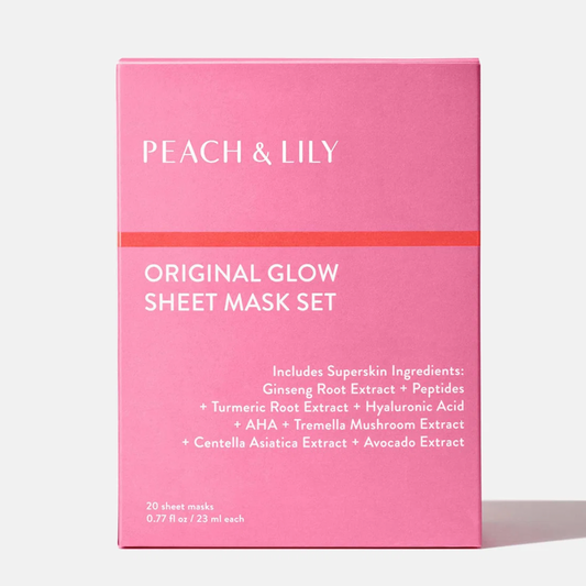 Peach & Lily Original Glow Sheet Mask Set – 20 Korean Face Masks