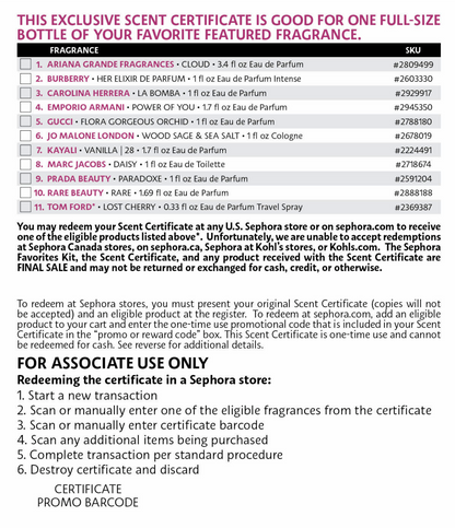 Holiday Perfume Sampler Vault Gift Set – Full Size Fragrance Redemption Certificate – Limited Edition
